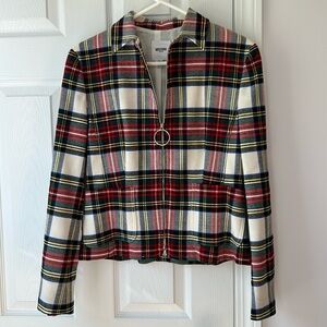Moschino Jeans Plaid Tartan Jacket Sz 8